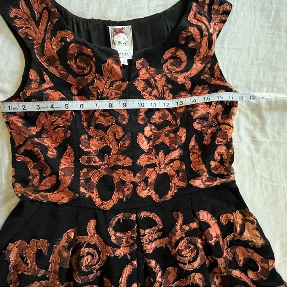 Yoana Baraschi Mirissa Black/Copper Orange Dress Fit/flare style w/Pockets… - Picture 7 of 16